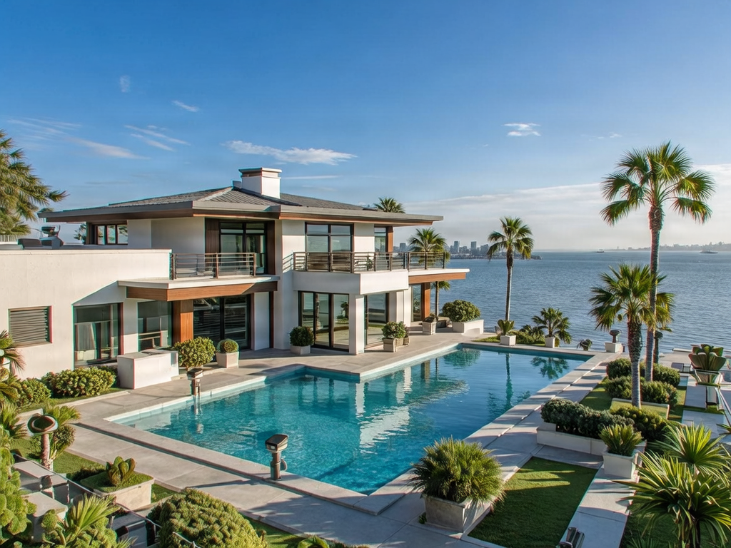 Luxury waterfront home in St. Petersburg Florida with pool and bay views